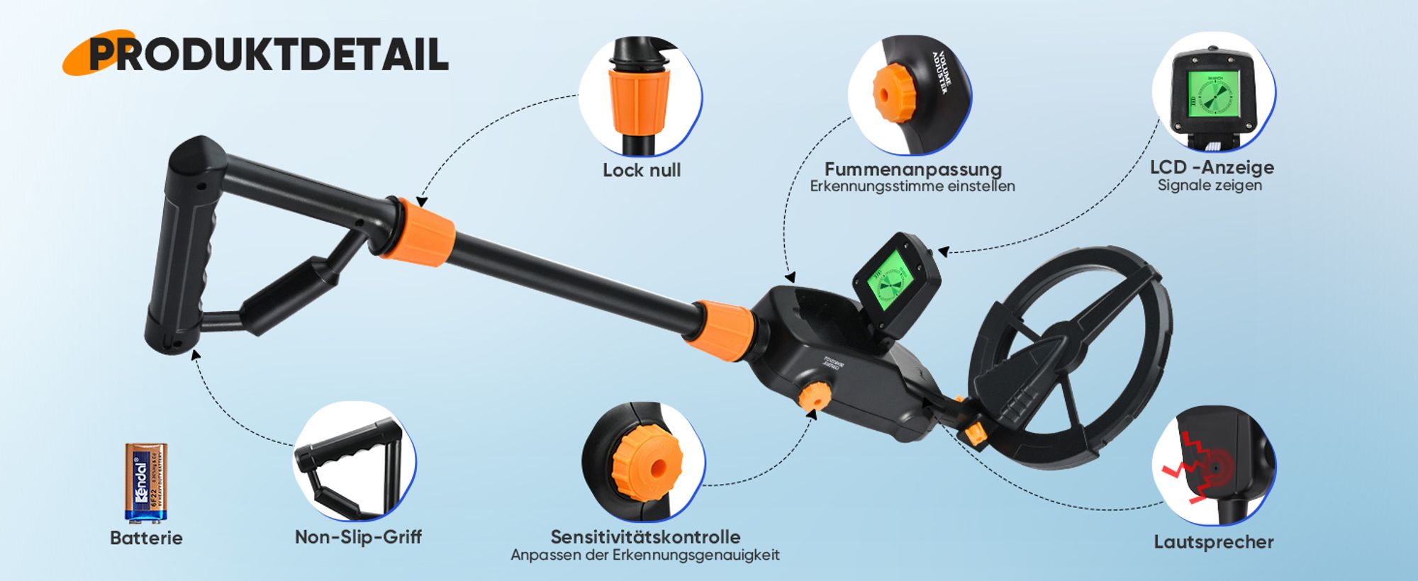 Metalldetektor Kinder, Leichtgewicht Metallsuchgeräte mit LCD und TON-Anzeige