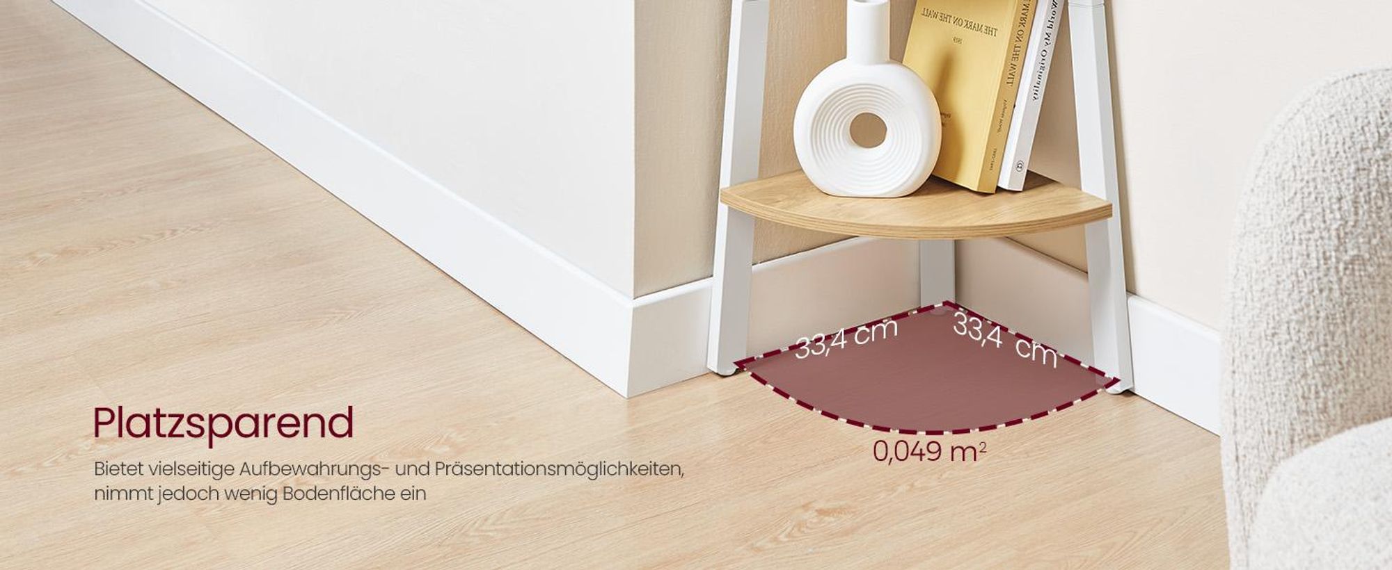 VASAGLE Eckregal, Bücherregal, Leiterregal mit 4 Ablagen, Industrie-Design