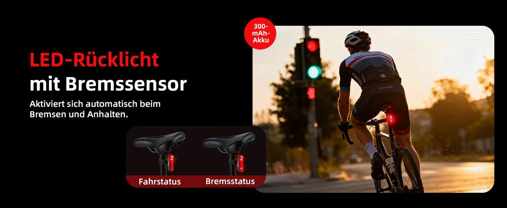 Fahrradlicht Set StVZO-zugelassen Beleuchtungsset, USB-C Aufladbar wasserdicht Fahrradlampe LED Frontlicht + Rücklicht mit Bremslicht & Blinkfunktion