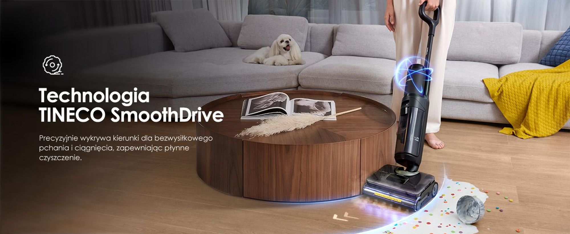 Tineco FLOOR ONE S7 Stretch Steam Bezprzewodowy Odkurzacze na sucho i mokro, 160℃ HyperSteam, Przeciwdziałający Splątaniu, FlashDry, Do 80 min pracy