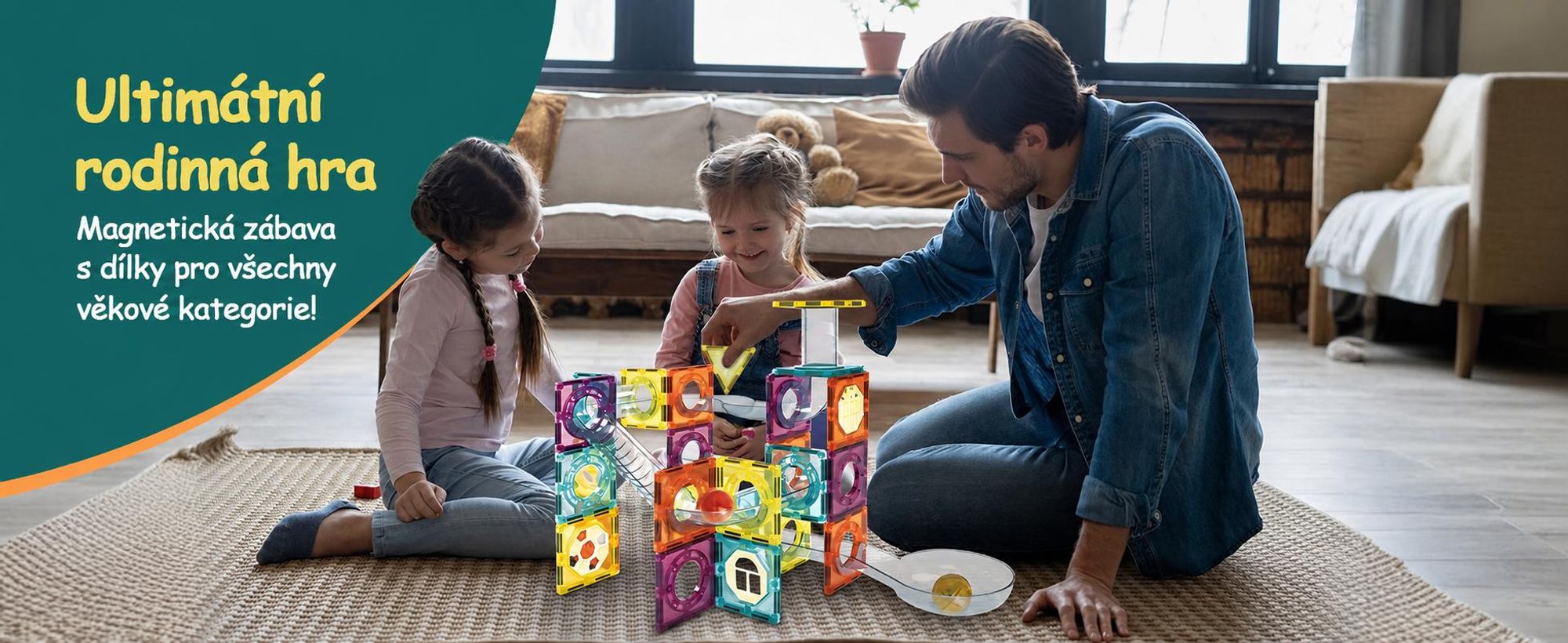 Olvy Magnetické stavebnice 100 dílků - magnetická kuličková dráha a stavebnice pro děti, STEM, Montessori, kompatibilní s Magna & Connetix