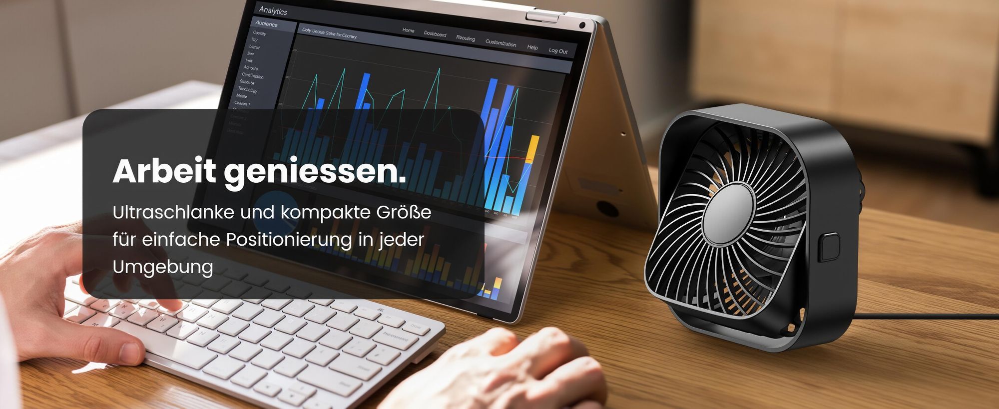 2er Mini USB Ventilator,Tragbarer Tischventilator mit 360° Drehbarer Kopf,3 Geschwindigkeitsstufen,Leiser 40db,Antirutschmatte