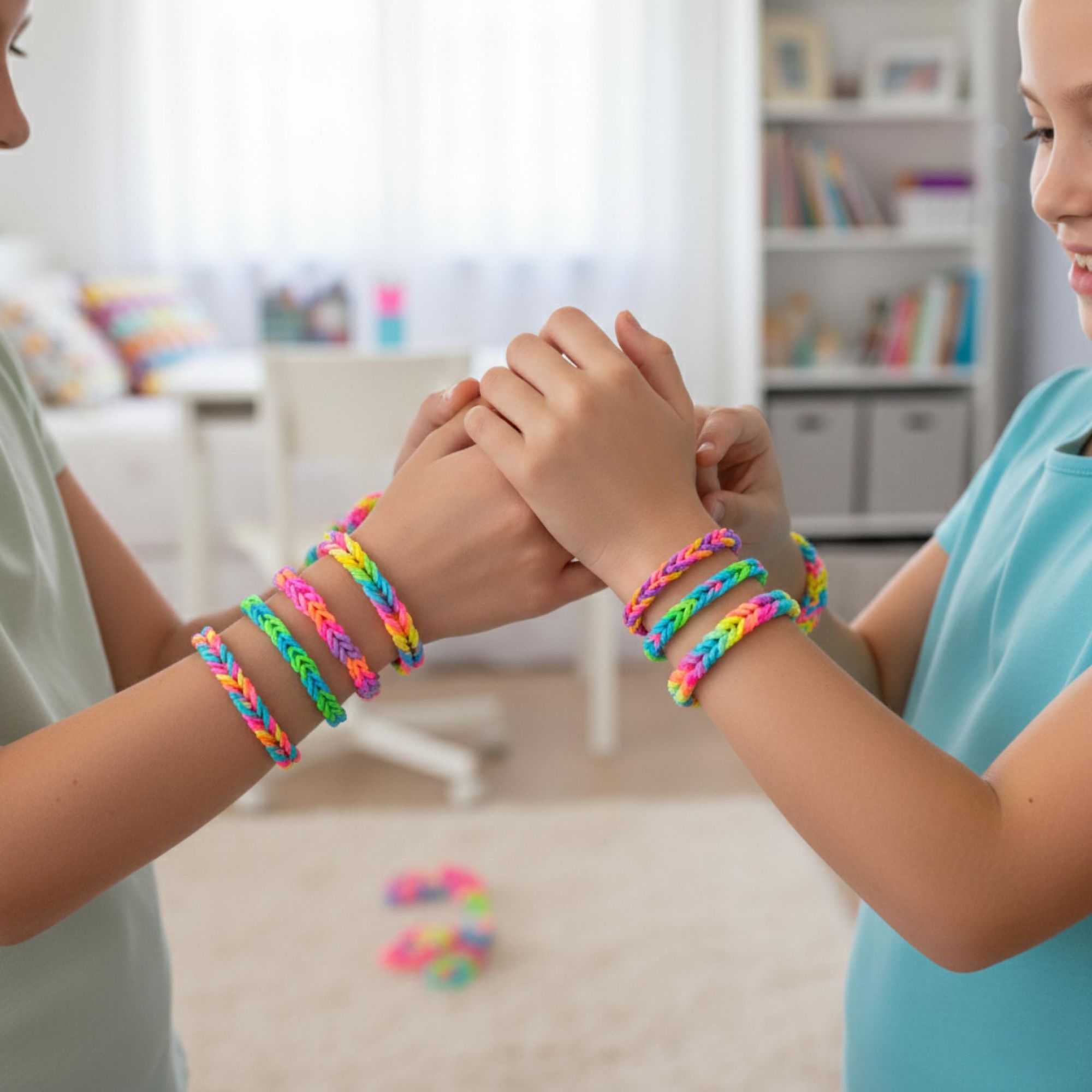Mega Gummibänder Set 6800 Teile für Armbänder, DIY Loom Bands XXL Box mit Webrahmen & 22 Farben, Bastelset Kinder Schmuck selber machen, EVI TOYS