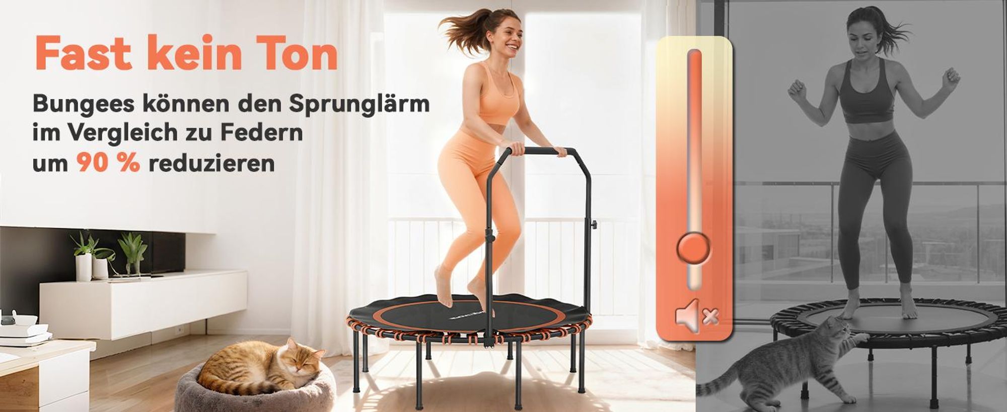 SPORTNOW Fitness Trampolin klappbar Ø114cm Mini Trampoline mit 5 Handgriffstufen