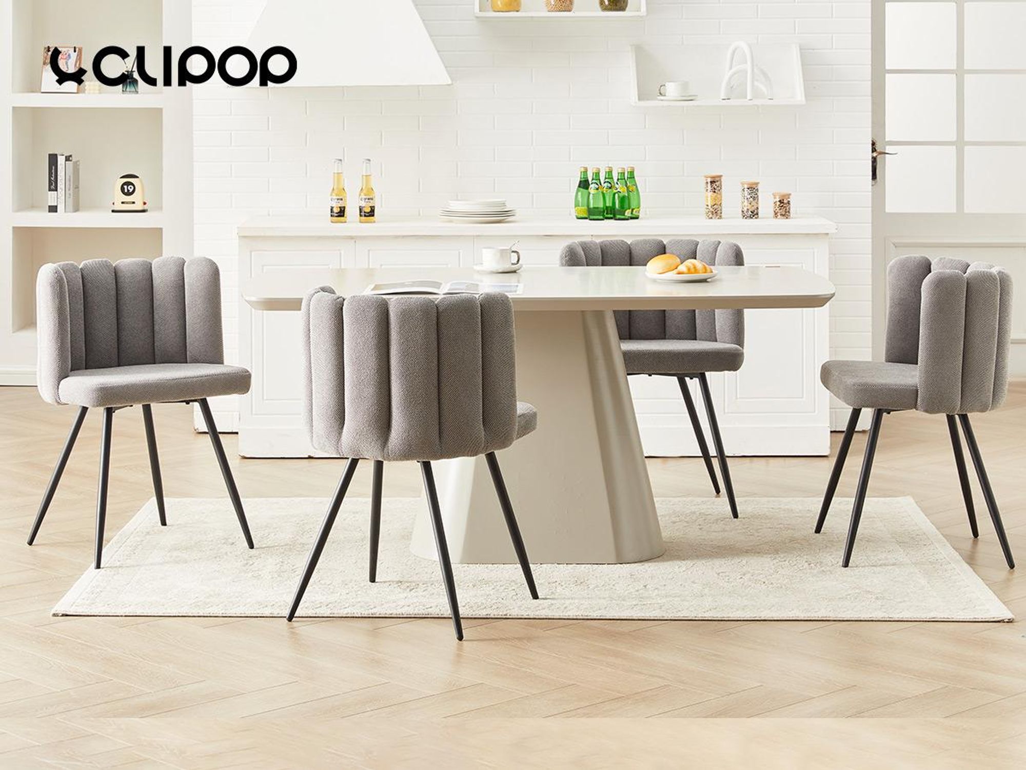 CLIPOP Esszimmerstuhl, Küchenstuhl aus Samt, 1er Set gepolsterter Wohnzimmerstuhl, Akzentsessel für Schlafzimmer,Dunkelgrau