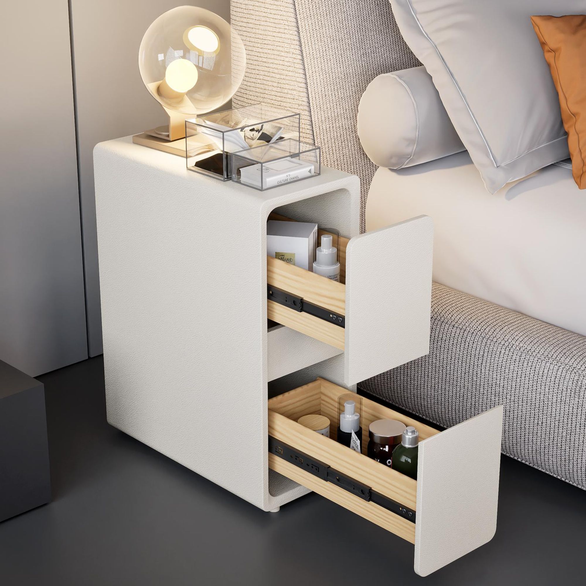 TWSOUL Nachttisch Schmaler Beistelltisch, Vormontierter Nachtschrank Schmal 20 cm Breit
