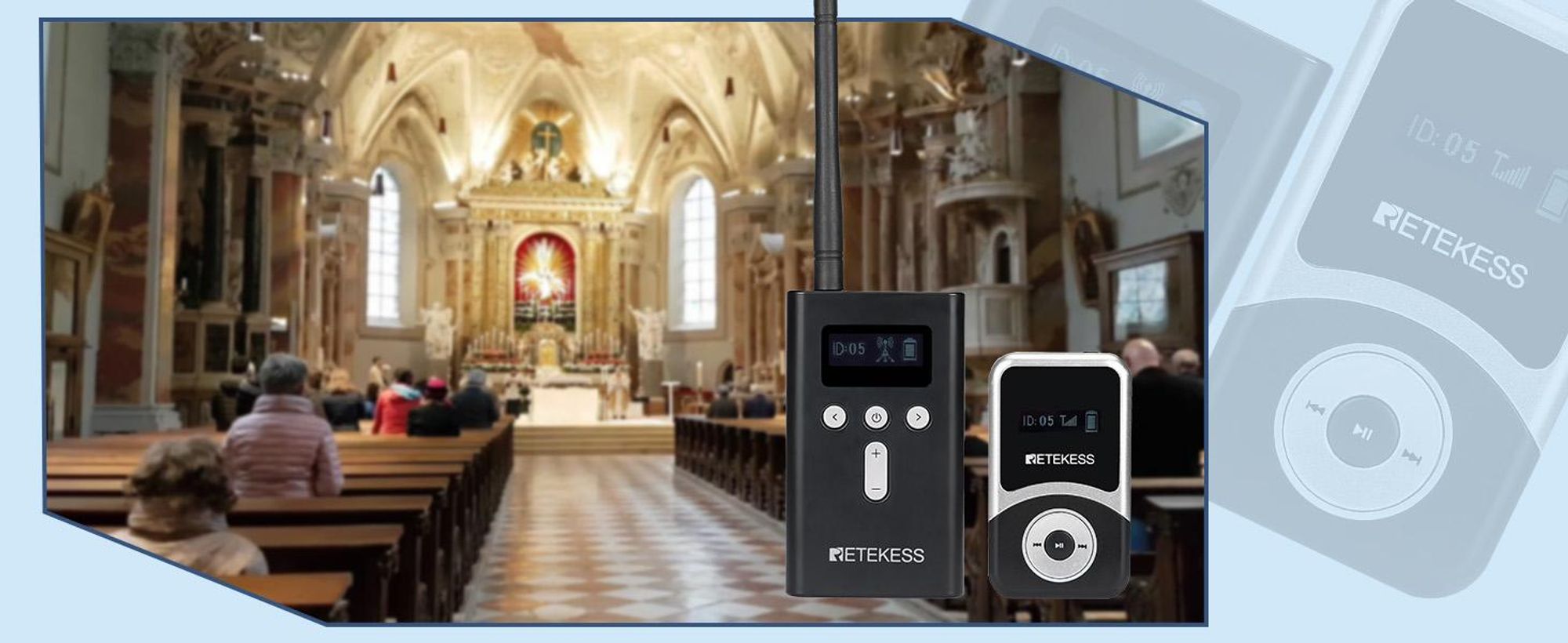 Retekess T130S Sprievodcovský systém TOUR, bezdrôtový komunikátor, 49kanálov, pohotovostný režim 20H, 100M, Technológia PLL, pre cestovné kancelárie