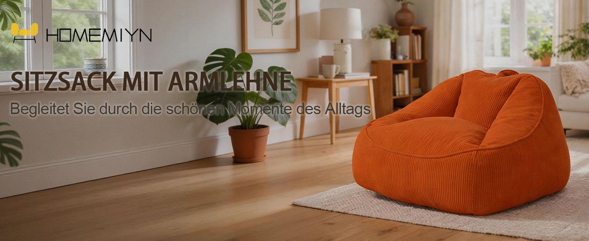 Giant Bean Bag Sitzsack für Erwachsene mit Schaumstofffüllung, rund