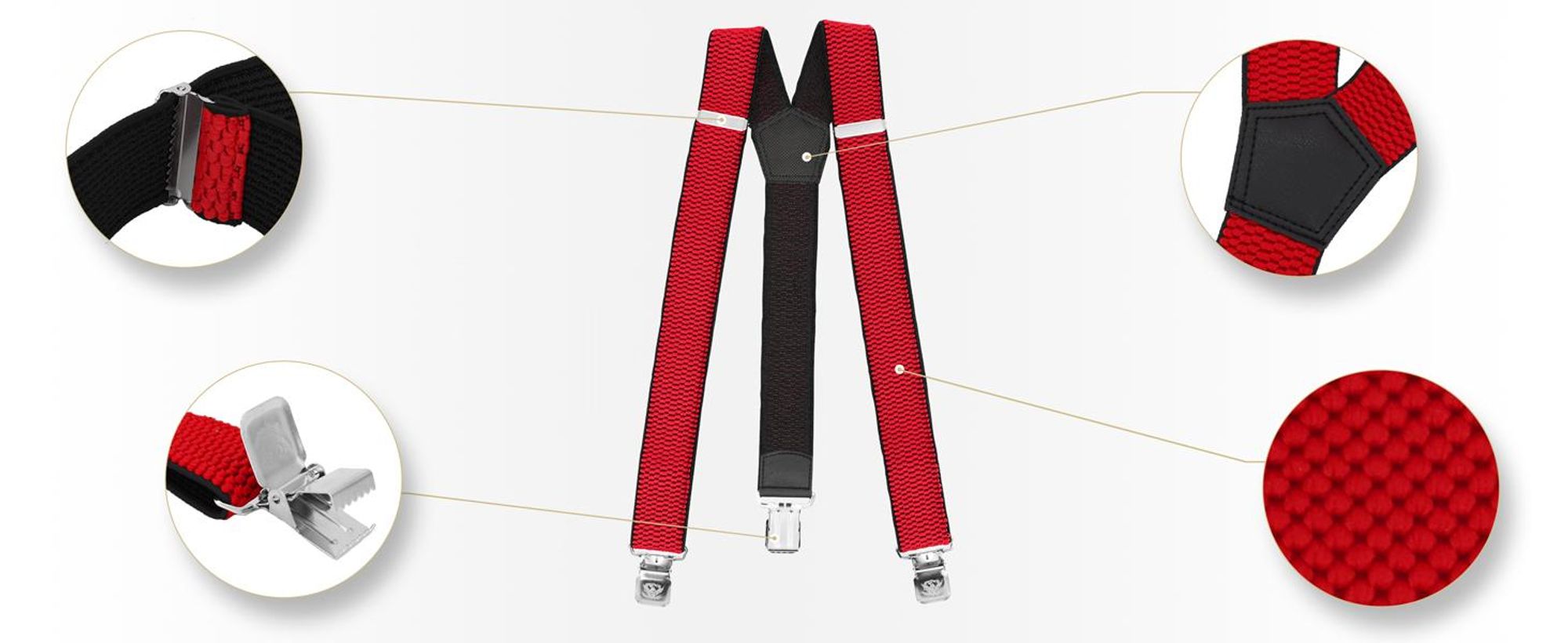 Fabio Farini - 1 Stück 4cm Breites Y-Design verstellbar mit extra starken Clipverschluss, Braun