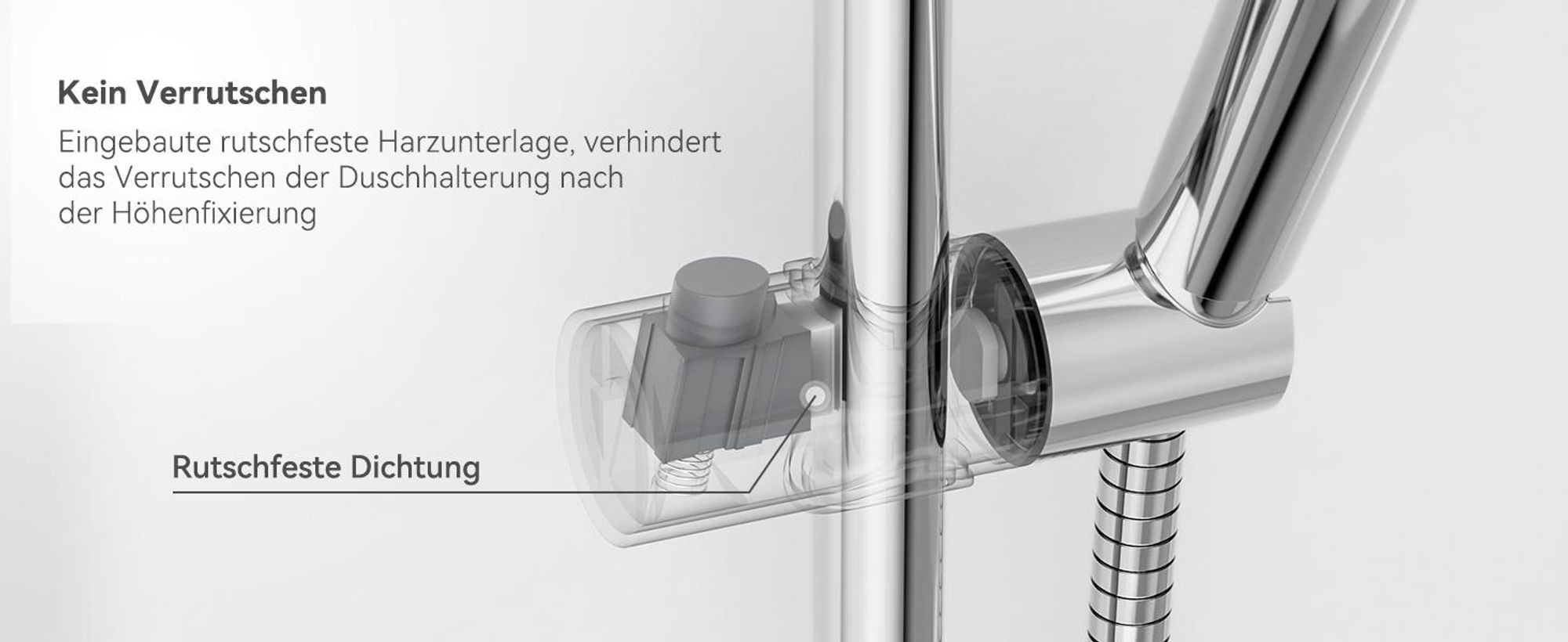 Auralum Duschstange,90 cm Verstellbar,Universelle Duschstange Duschstange  Runde Wandhalterung,Chrom