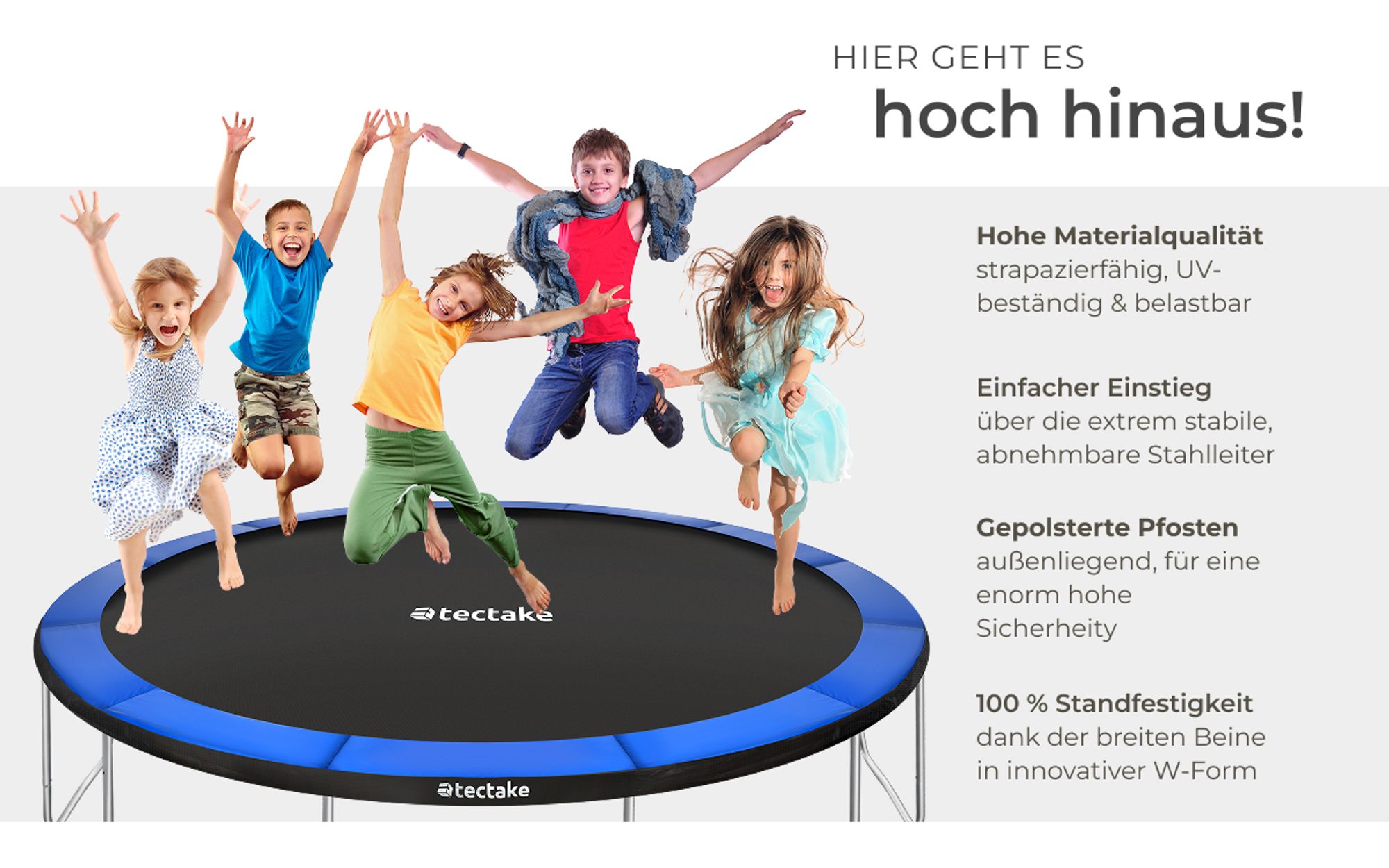 tectake® Trampolin Jumpy Ø 366 cm, GS- mit Sicherheitsnetz