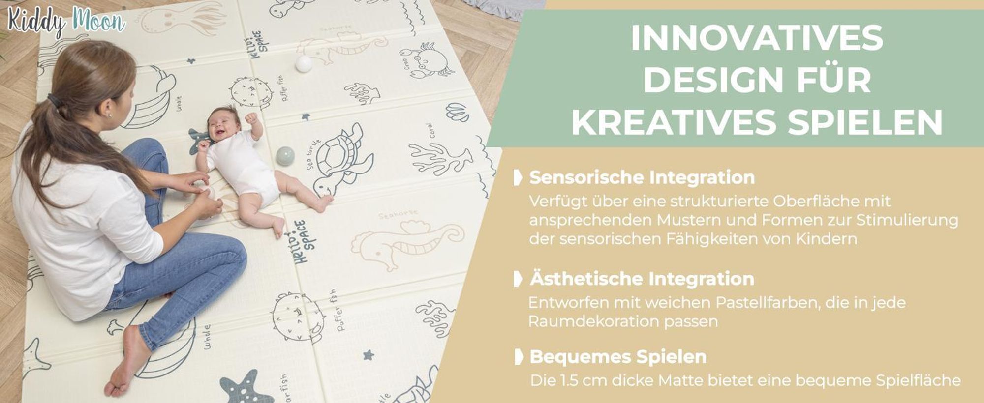 KiddyMoon Spielmatte Babymatte Zweiseitige Krabbelmatte Matte Schaumstoffmatte Für Kinder Kindermatte Kindgerechte Muster Spielplatz Entwicklung Bequemer Ideal Für Drinnen Und Draußen 180X200x1,5Cm, B