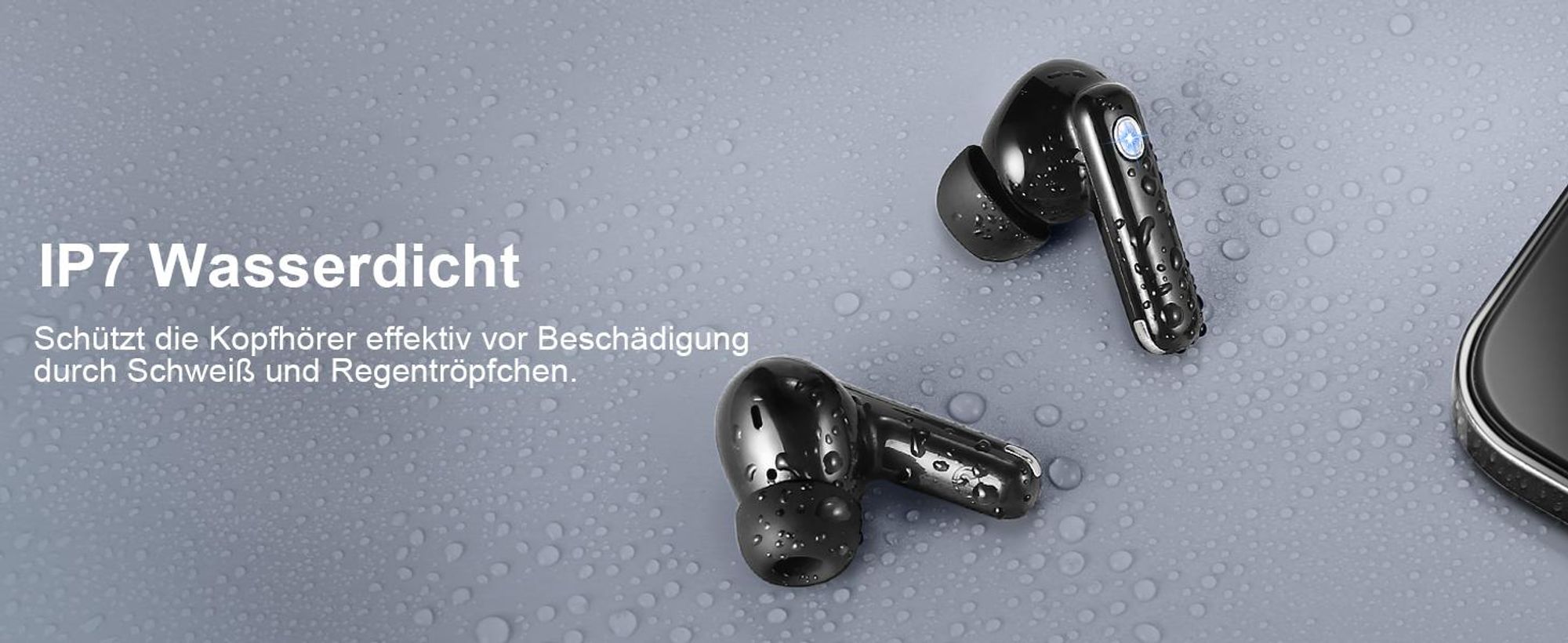 Bluetooth Kopfhörer, In Ear Kopfhörer, HiFi Stereo, Bluetooth 5.4, mit ENC Noise Cancelling Mic, 50 Std Spielzeit, mit 2D Bass LED-Anzeige