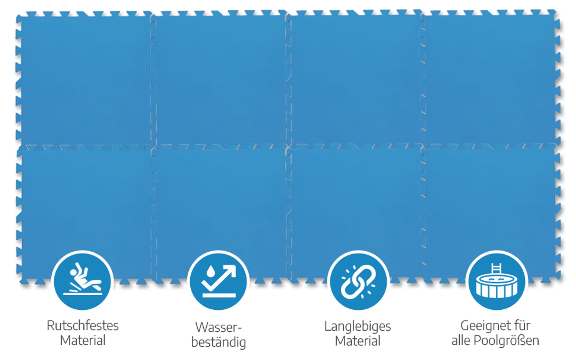 Meisterhome® Pool Matten 9 Stück à 50x50cm 2.25 m² Poolmatten Unterlegmatte Bodenschutzmatte für Pool und Planschbecken
