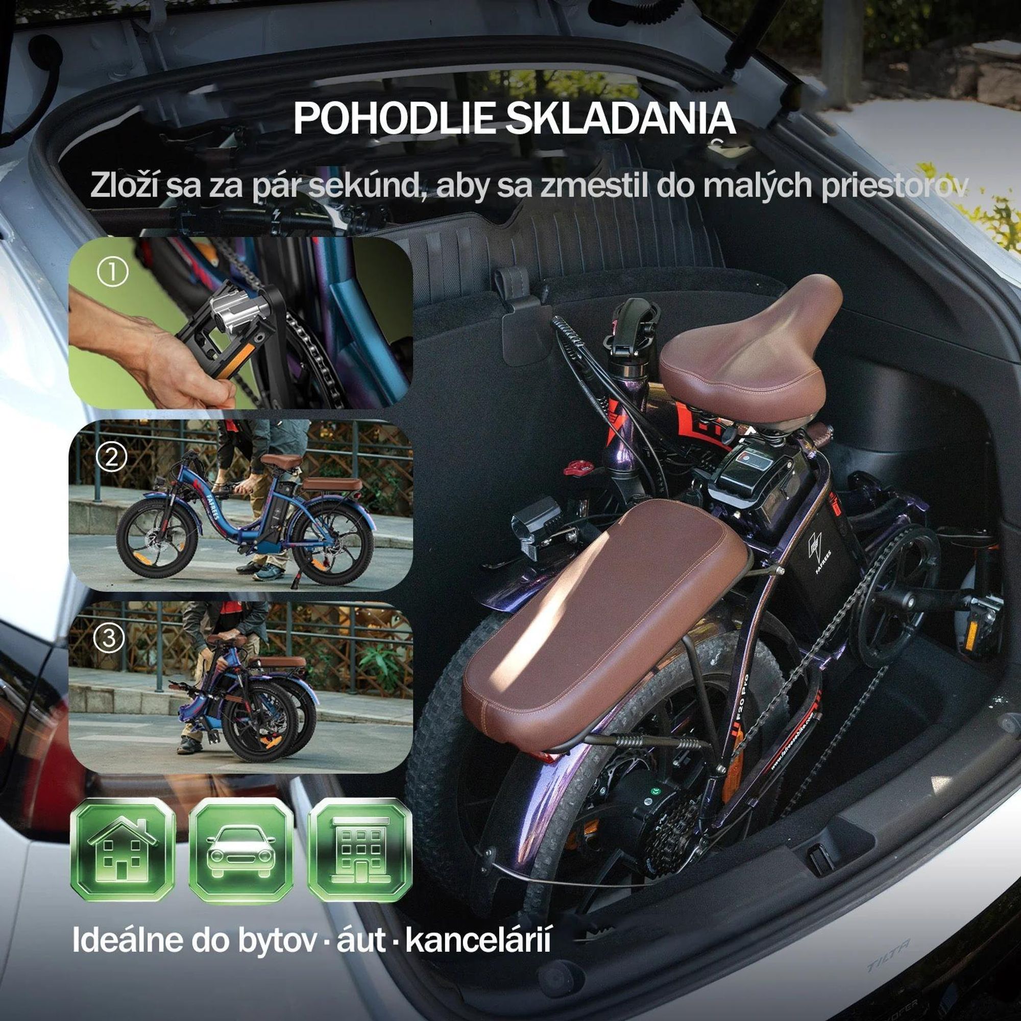 E-bike FAFREES F20 Pro - Motor 250W Batéria 36V20Ah Pneumatiky 20" Mechanická Kotúčová Brzdy - Oslnivá Modrá