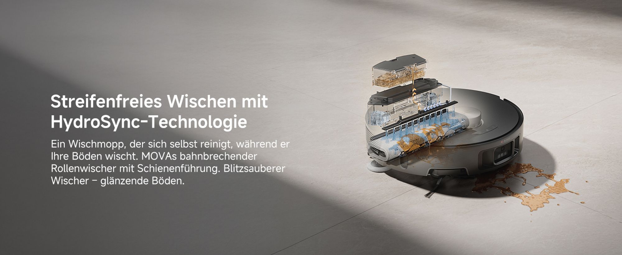 MOVA Z50 Ultra Saugroboter mit Wischfunktion, 19.000 Pa, HydroSync streifenfreies Wischen, 36 °C Selbstreinigung, Mehrfach-Schmutzerkennung, Schwarz