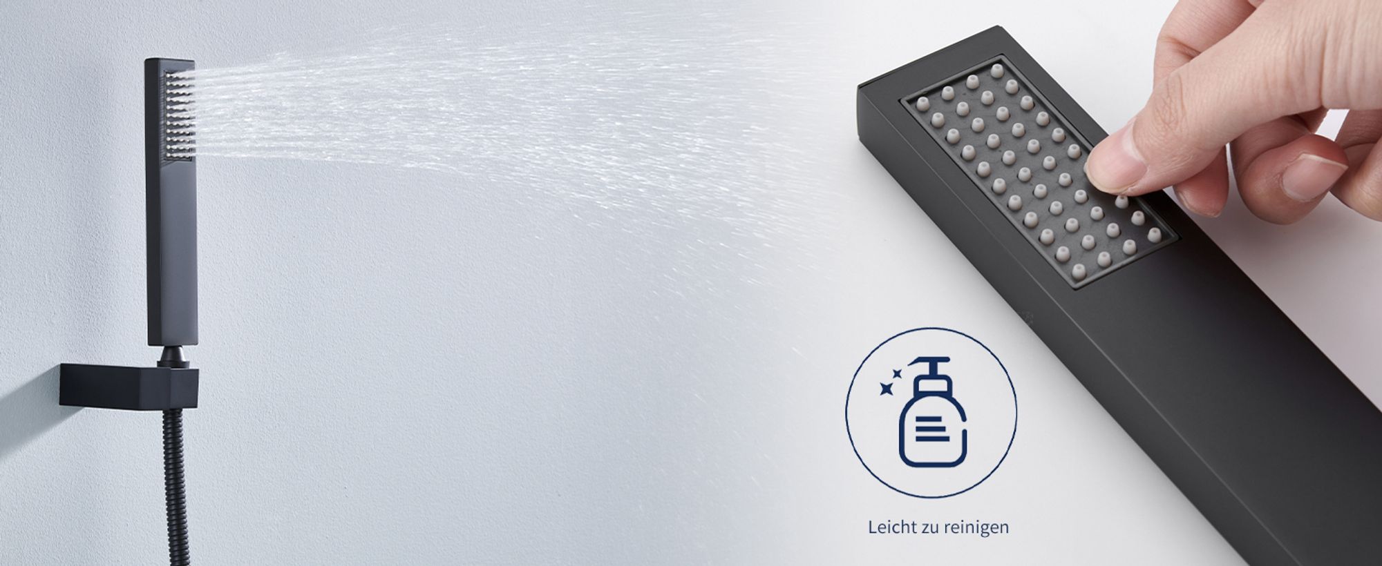 Homelody Wasserfall Badewannenarmatur mit Regal,Wannenarmatur mit Handbrause,Badewanne Armatur Duscharmatur für Bad, Schwarz matt,Komplett Duschset