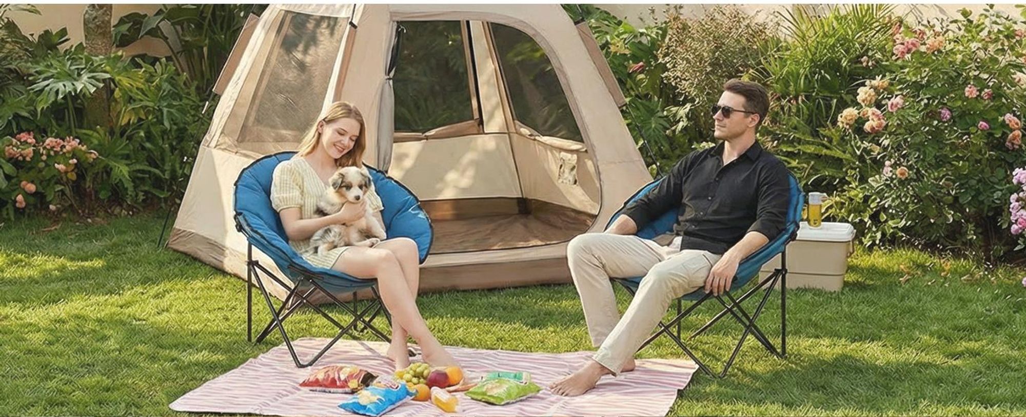 Sekey 2er Set Klappstuhl Gepolstert Camping Klappsessel XXL Campingstuhl Faltbar Gartenstuhl Klappbar Sessel bis 140KG