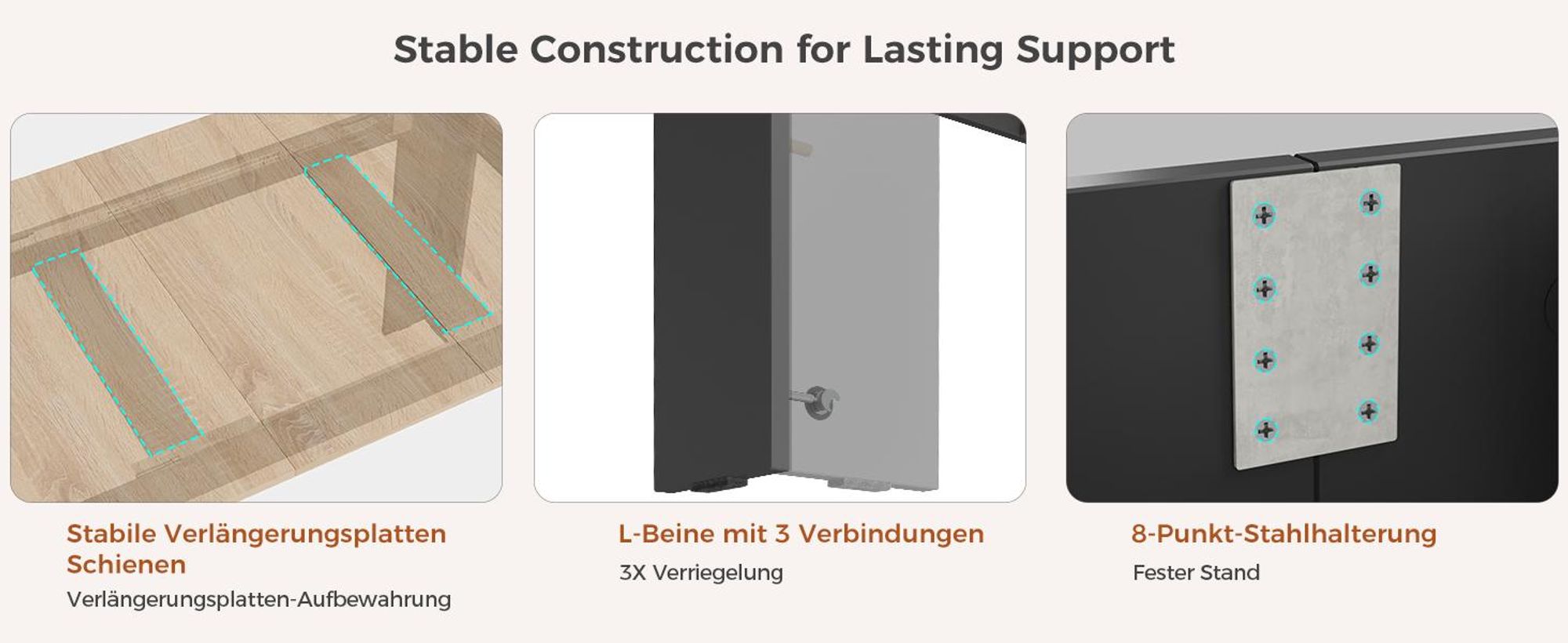 Mondeer Ausziehbarer Esstisch 120-160cm für 4-6 Personen, Stabiler Küchentisch, Vielseitig für Essen, Arbeiten & Freizeit Schwarz & Eiche
