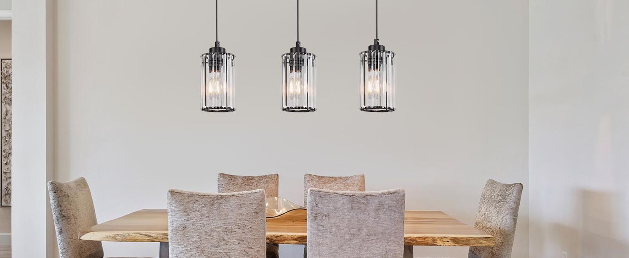 ZMH Hanglamp eettafel 3-lichts zwart kristal E27 fitting hoogteverstelbaar moderne pendellamp eetkamerlamp woonkamer slaapkamer keuken