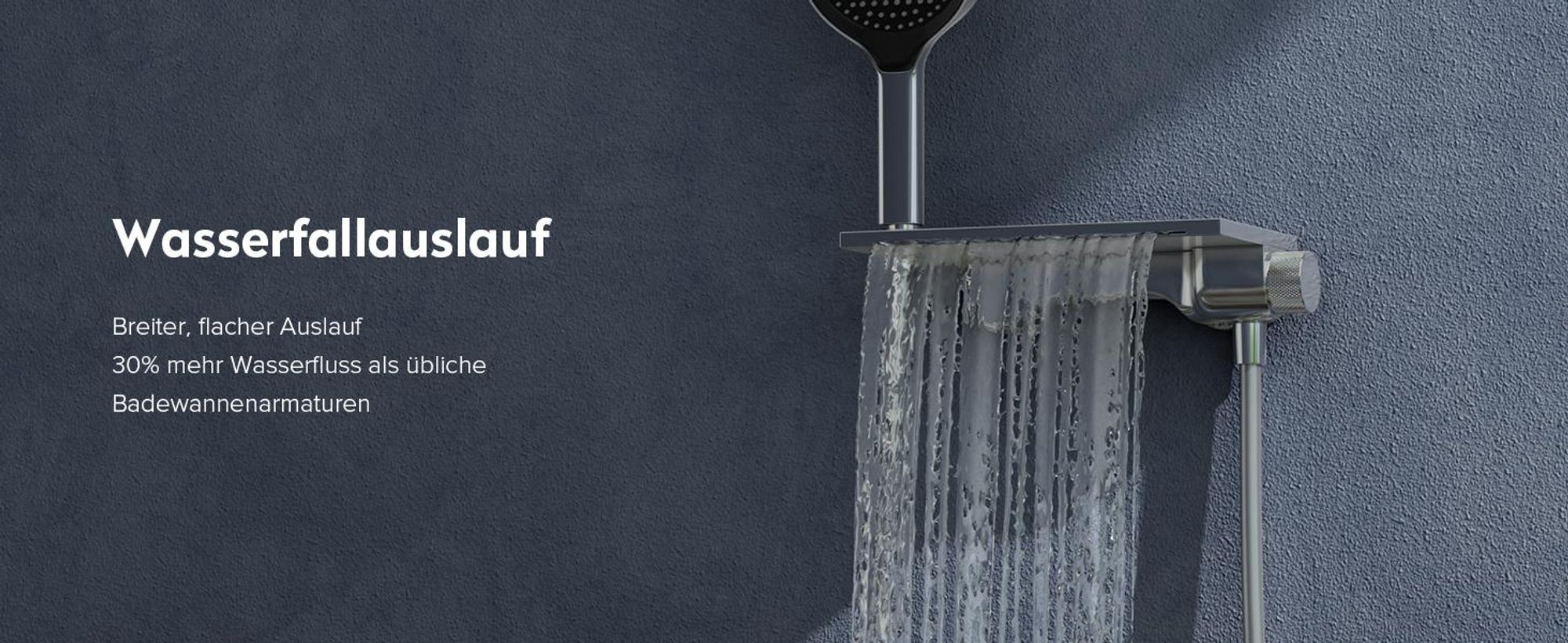 doporro Badewannenarmatur mit Handbrause, Wasserfallauslauf, Duscharmatur Komplettset aus Messing mit 4 Strahlarten, 1.5m Brauseschlauch Silber DSN-401