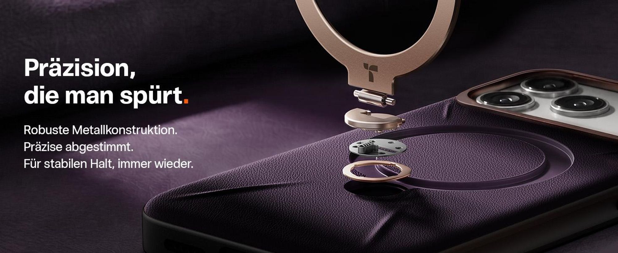TORRAS Ostand Q3 VegSkin Hülle für iPhone 18 Pro Handyhülle Nachhaltig Silikonleder 360° Unsichtbarer Magnetständer Burgunderrot