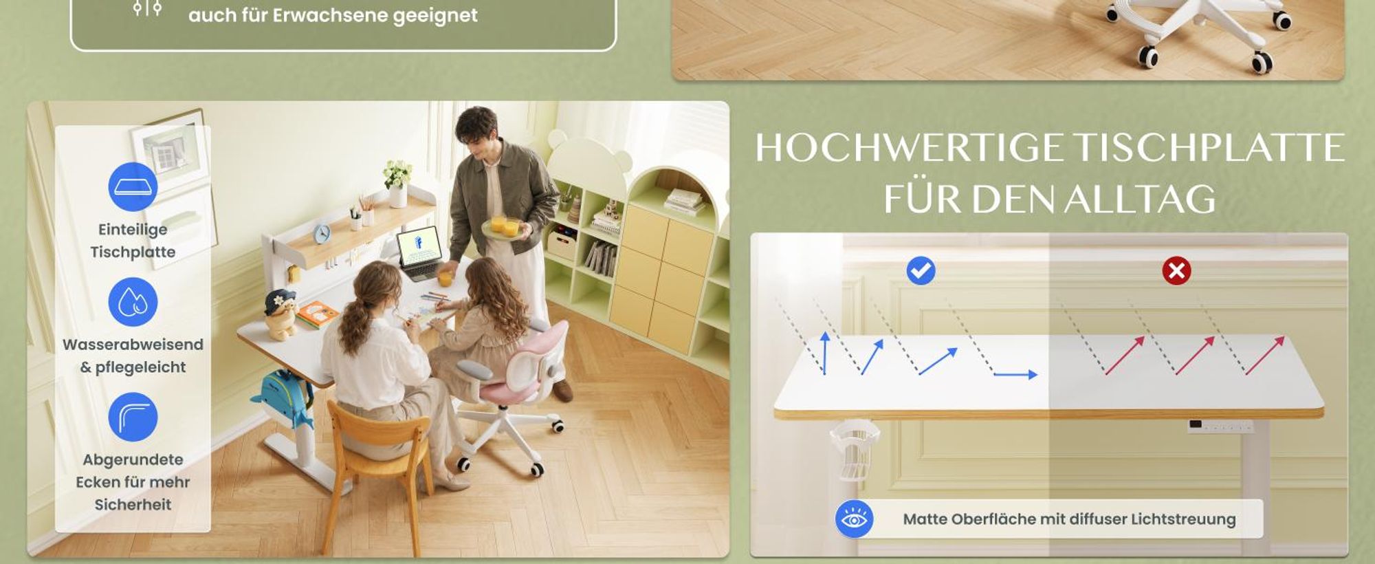 FLEXISPOT Kinderschreibtisch mit Kinderstuhl, elektrisch höhenverstellbar, mit LED-Anzeige, 3 Speicherhöhen, magnetischem Whiteboard, 110×52 cm