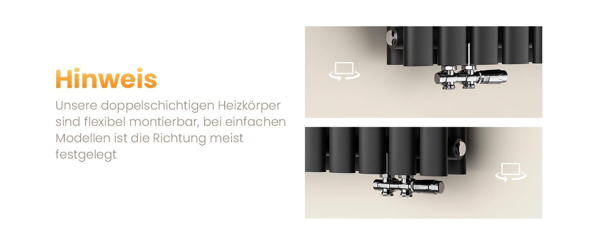 EMKE Design-Heizkörper 600 x 1180 mm Heizkörper Horizontaler Ovalheizkörper Seitenanschluss Doppellagig Heizung, 1828W, Anthrazit ohne Heizstab
