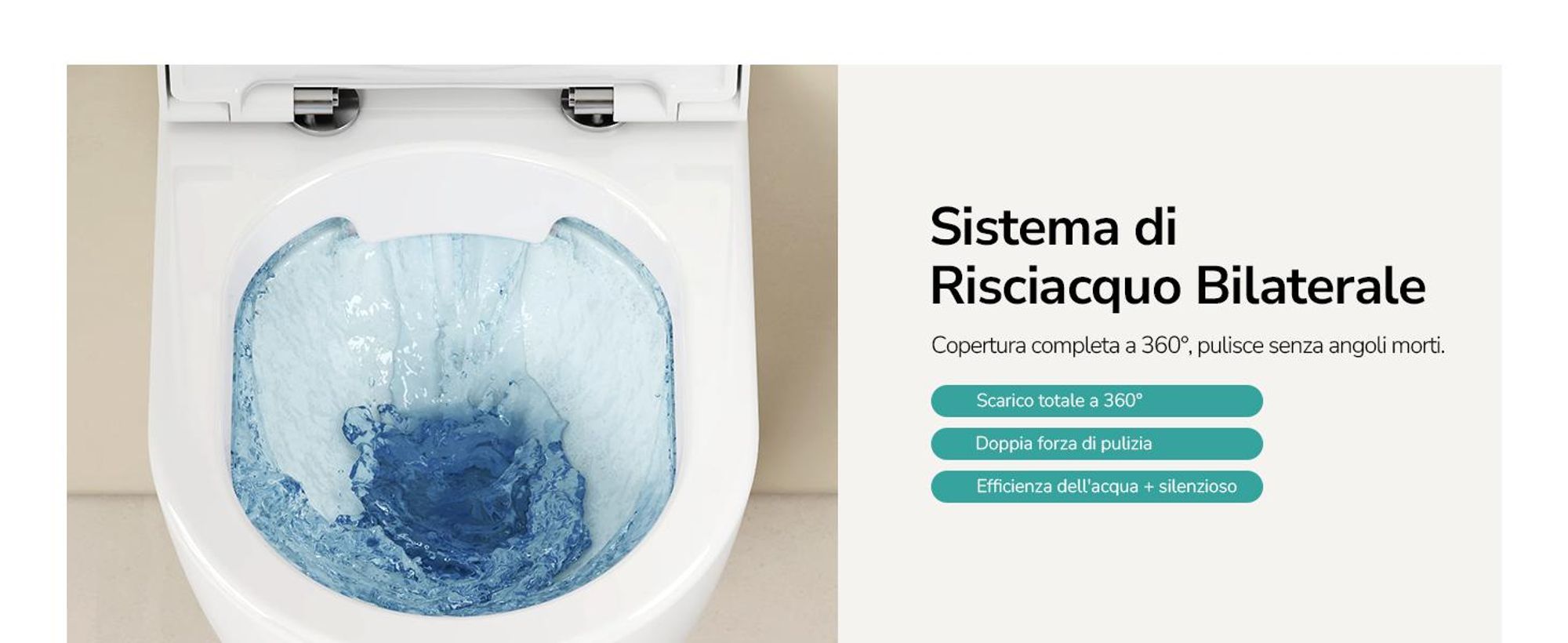 EMKE WC sospeso in ceramica senza bordo WC sospeso a risparmio idrico con risciacquo diretto Doppio foro di risciacquo Coperchio con chiusura morbida Bianco lucido