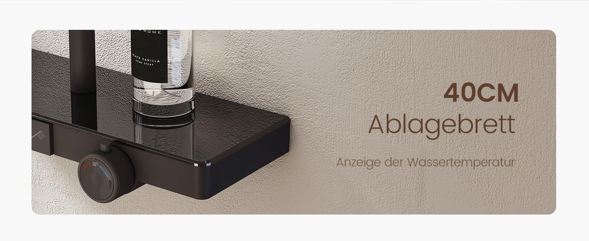 EMKE® Duschsystem mit Thermostat Schwarz mit Kinderdusche, Digitalanzeige & Chlorfilter 4 Ausgänge Rund Regandusche Familienfreundlich Duschsäule F23