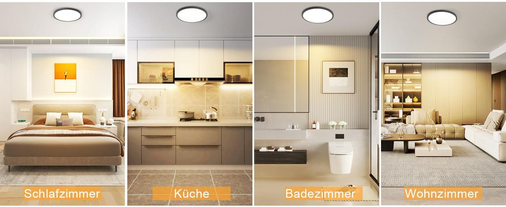 ZMH Lampa sufitowa LED Lampa sufitowa  Ø22cm  Płaska 18W Lampa korytarzowa Czarna Lampa sufitowa do kuchni 3000K Okrągła lampa kuchenna Ciepła biel do korytarza  Sypialnia