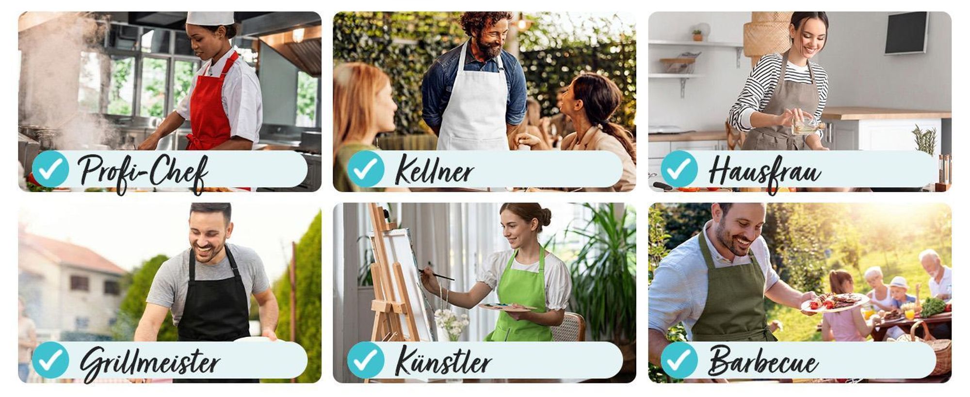 EllaTex Schürze Kochschürze Latzschürze 100% Baumwolle Unisex verstellbar mit Tasche Grillschürze Küche Gastronomie, Farbe: Royalblau
