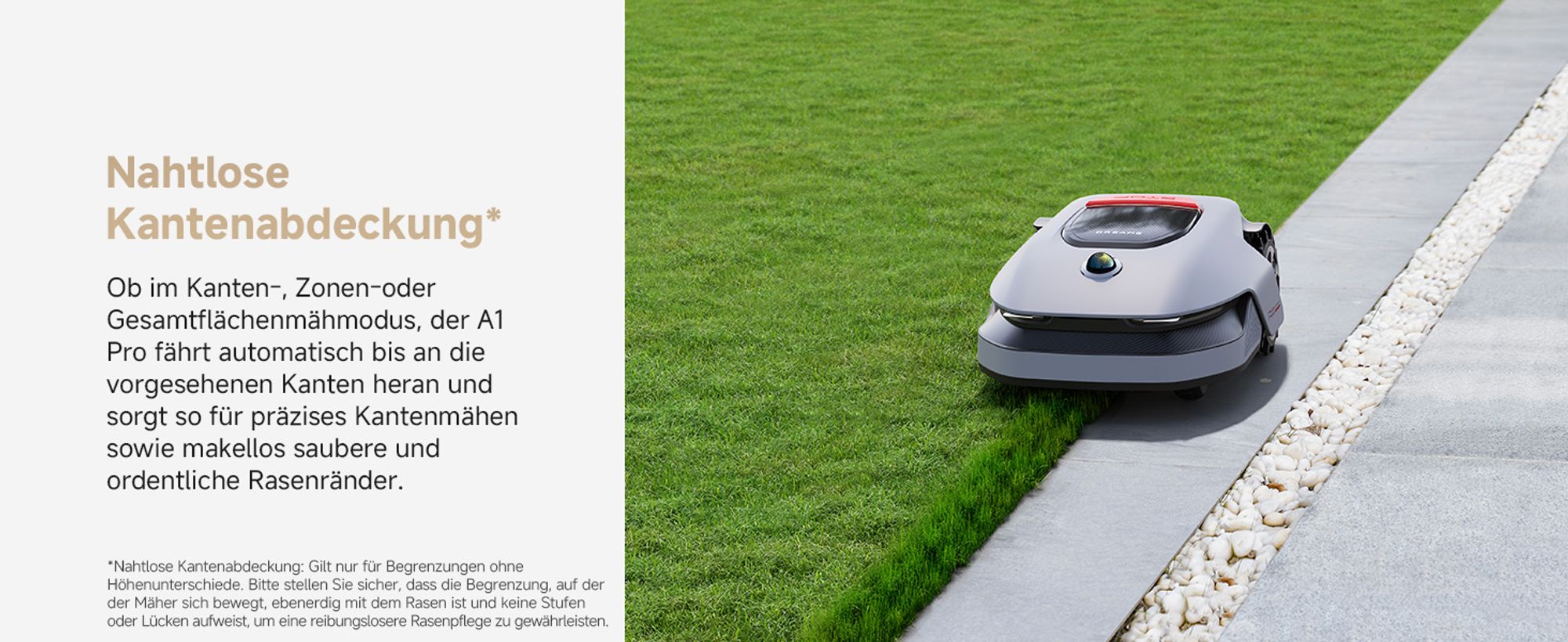 Dreame Intelligenter Mähroboter A1 Pro, Drahtloser Umfang Mähroboter, App-Steuerung, Intuitive Zonenverwaltung, Intelligente Hindernisvermeidung