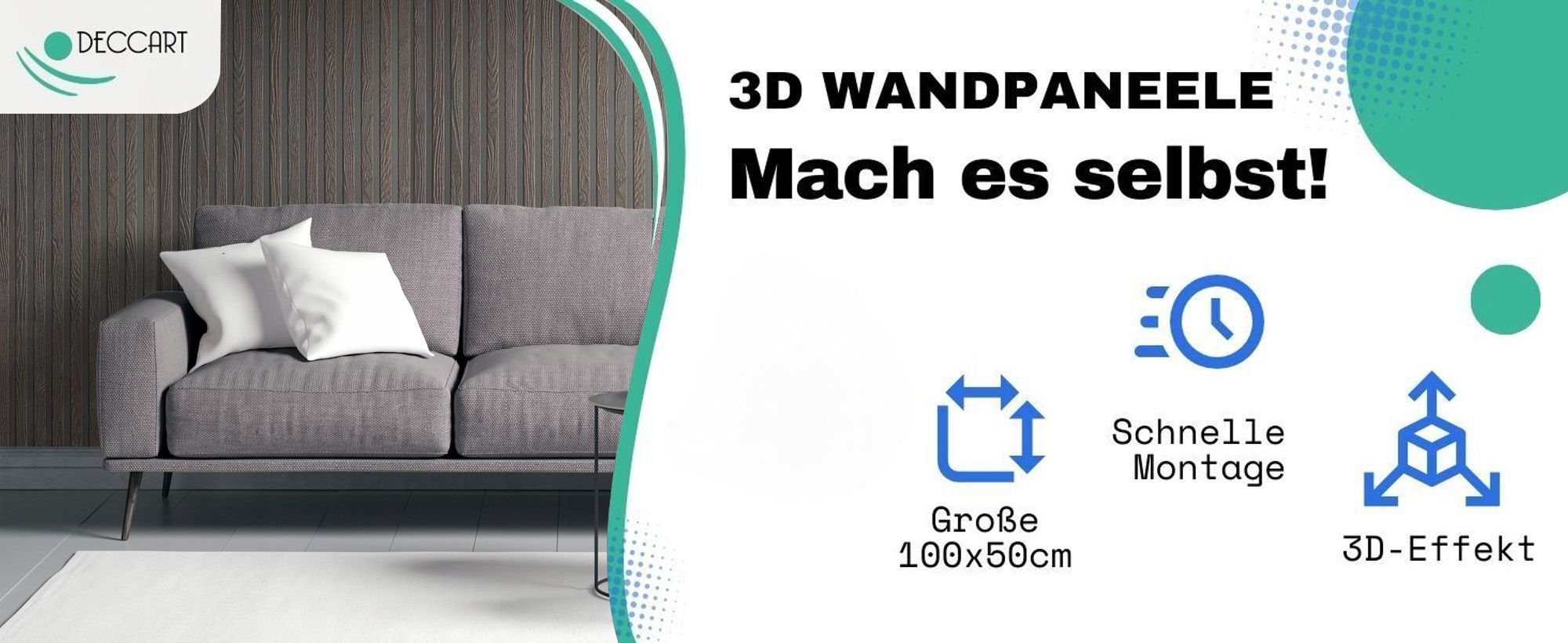 DECCART | 3D Deckenplatten | Schwarze und braune Wandpaneele | Lamellen | 100x50cm | 0,5m2