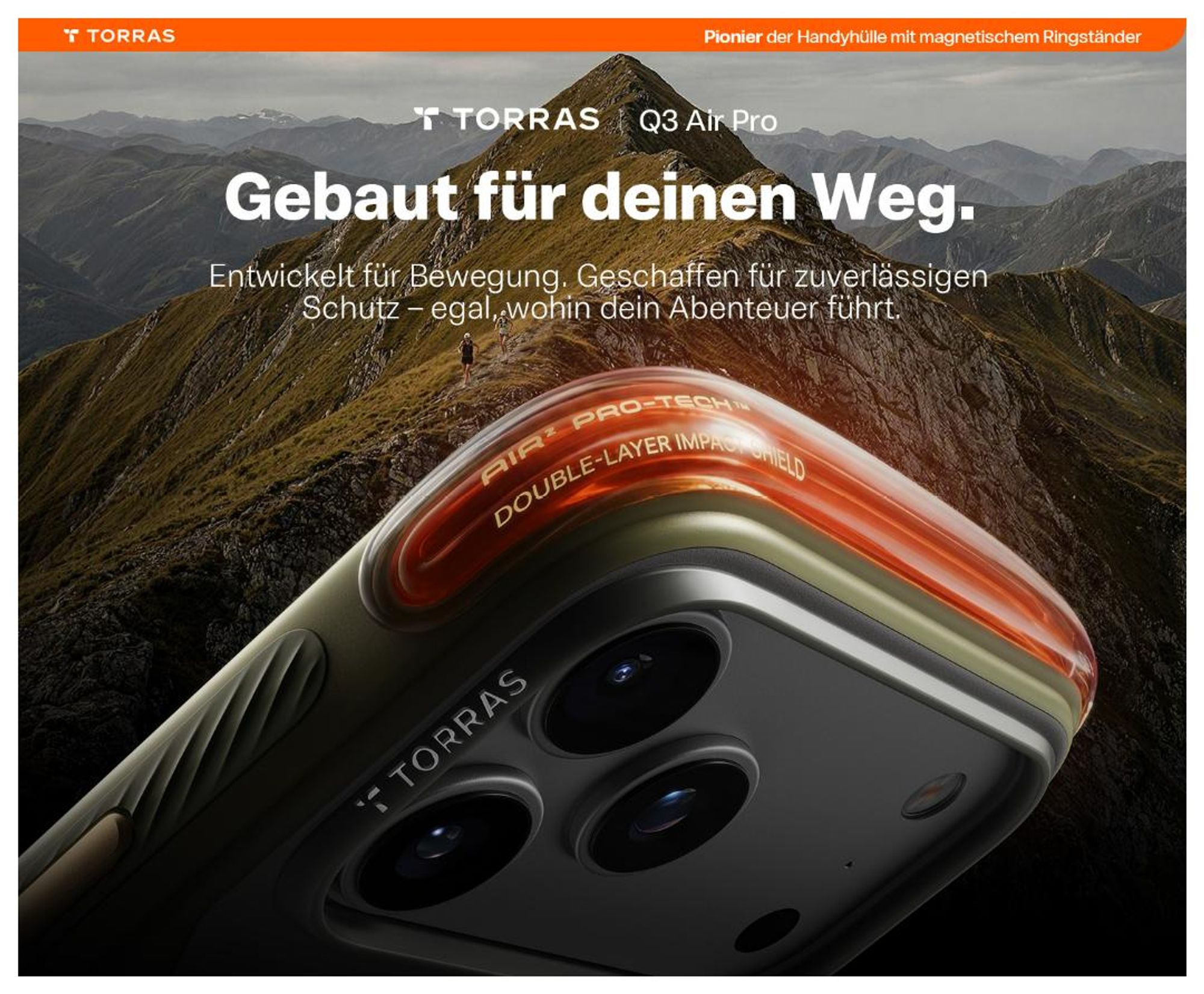 TORRAS Ostand Q3 Air Pro Hülle für iPhone 18 Pro Max Handyhülle Graphite Core Dual‑Airbag‑Schutz 360° Aluminium‑Ständer MagSafe Anti‑Fingerprint Weiß