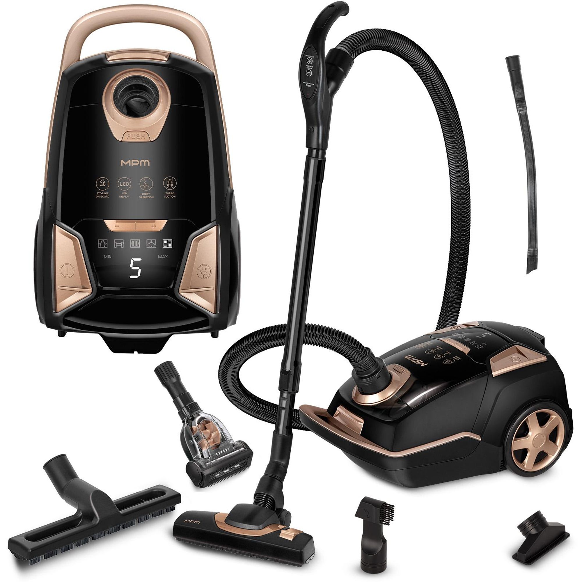 Beutelstaubsauger - stark - leise, Handheld - Zimmer - Silencer - Bedienelemente im Griff MPM MOD-55