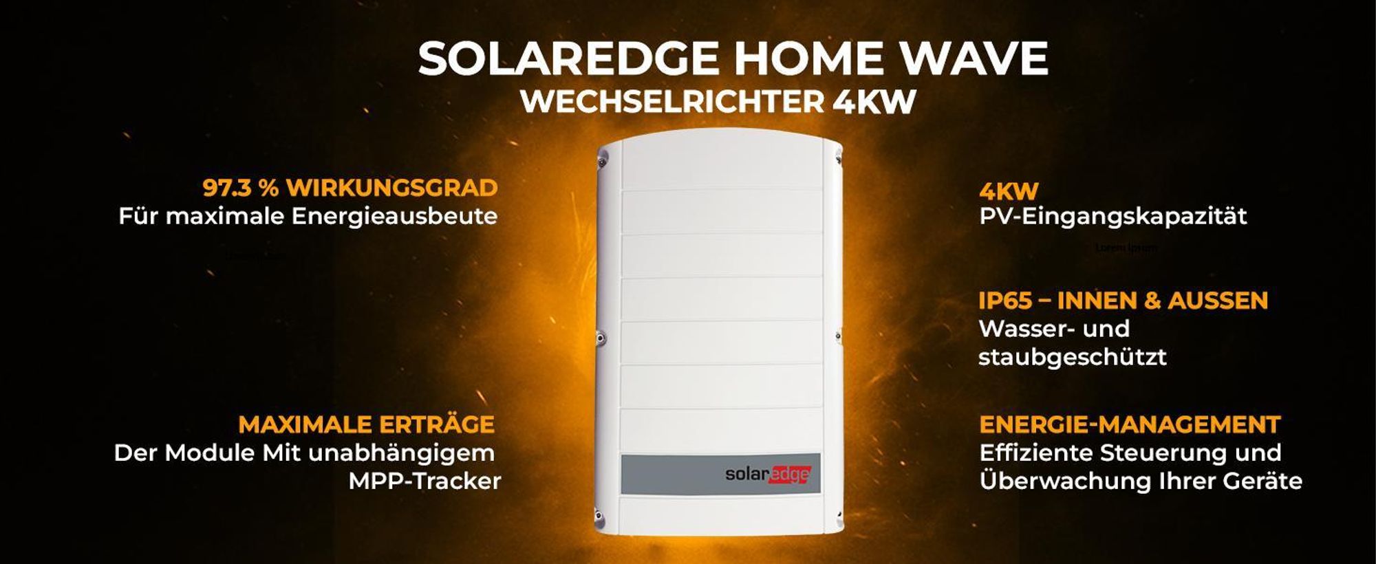 SUNNIVA® 4.0 kW Solaranlage, 8x 500 W Solarmodule Fullblack Bifacial, Wechselrichter SolarEdge SE4K (3-phasig)