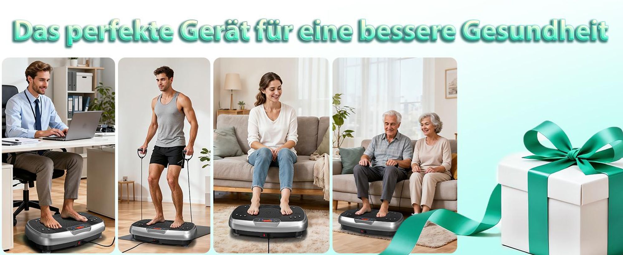 VOWVIT Vibrationsplatte mit Touchscreen, leise, Bluetooth, 199 Stufen, für Fettverbrennung & Heimtrainer