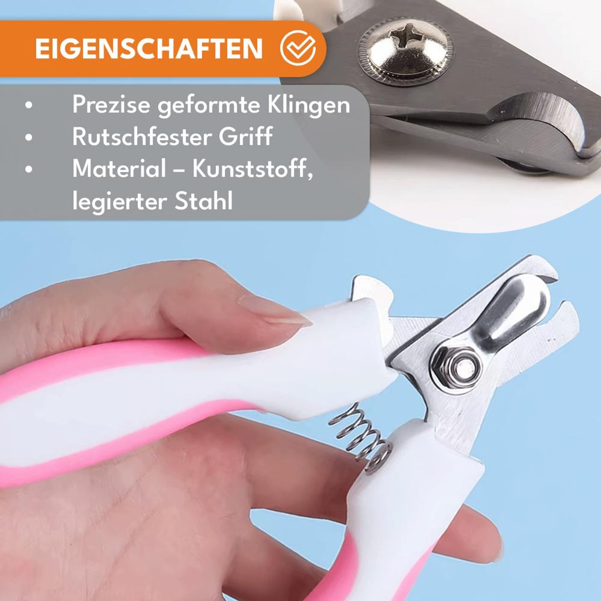 KRUMAD Krallenschere für Hunde & Katzen mit Nagelfeile, sicherer Nagelknipser aus Edelstahl, ergonomische Krallenpflege für Haustiere