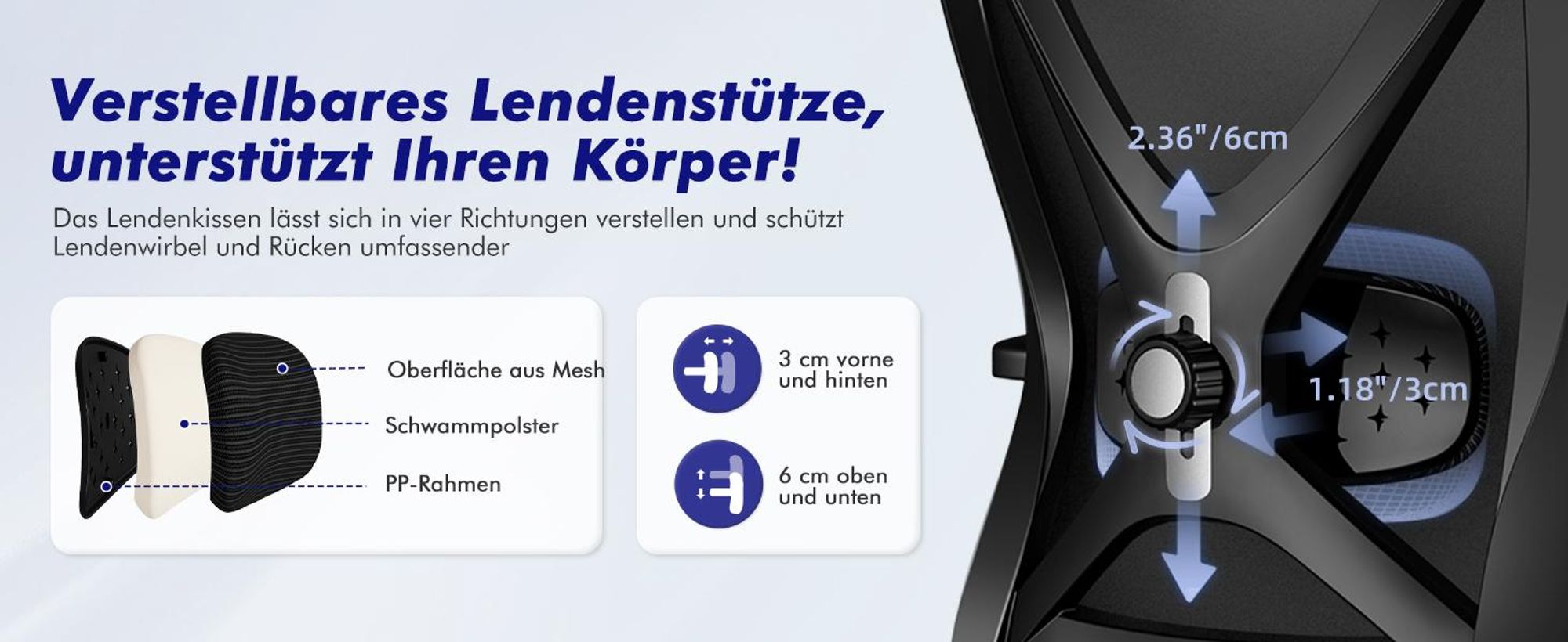 Aiibot Bürostuhl, Bürostuhl Ergonomisch Schreibtischstuhl mit Verstellbaren Armlehnen, weiche Lendenstütze und Kopfstütze, Chefsessel Drehstuhl 200 kg
