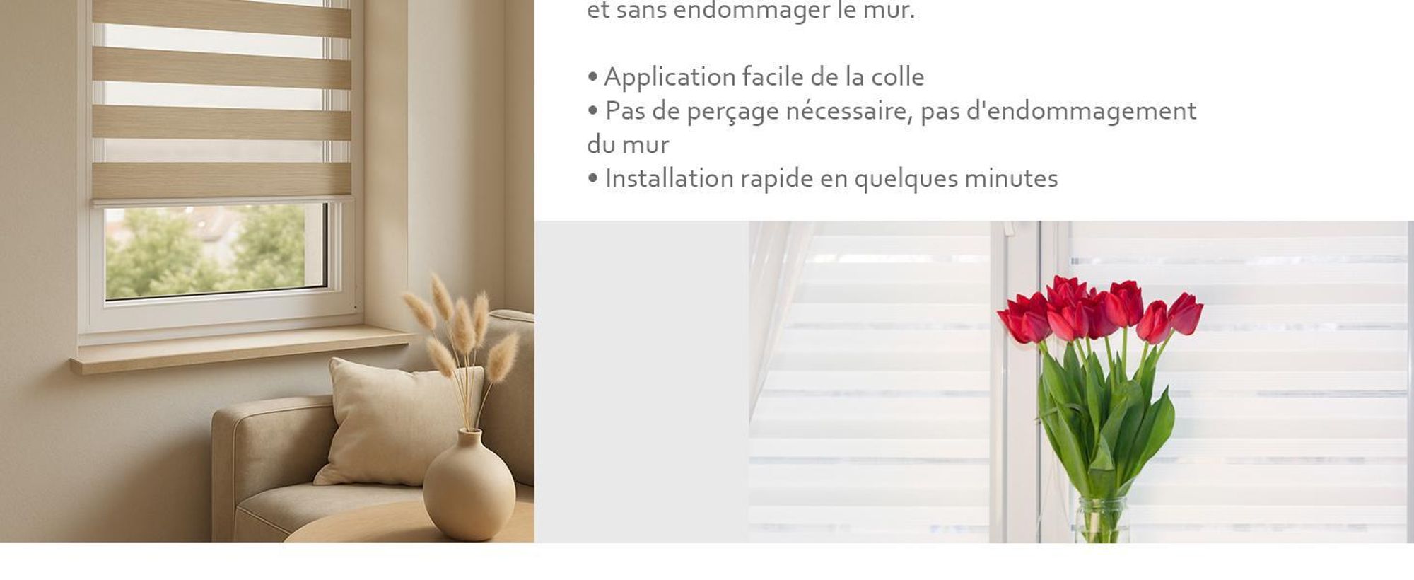 time4blinds – Store Occultant sans Percage – Store Enrouleur – Adhésive, Cassette Aluminium – Gris, 900x2000, Gauche