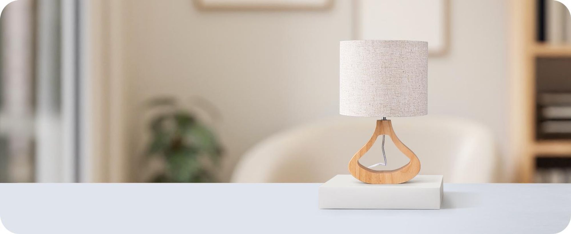 EDISHINE Nachttischlampe aus Holz, Tischlampe mit E27 Leuchtmittlel, Moderne Beige Tischleuchte Vintage für Wohnzimmer, Schlafzimmer