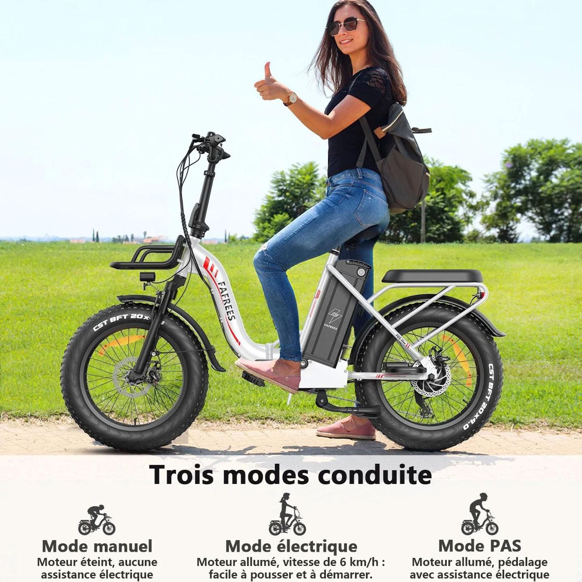 Vélo électrique FAFREES F20 Max - Batterie 48V30AH Pneus 20" Freins à disque mécaniques - Noir