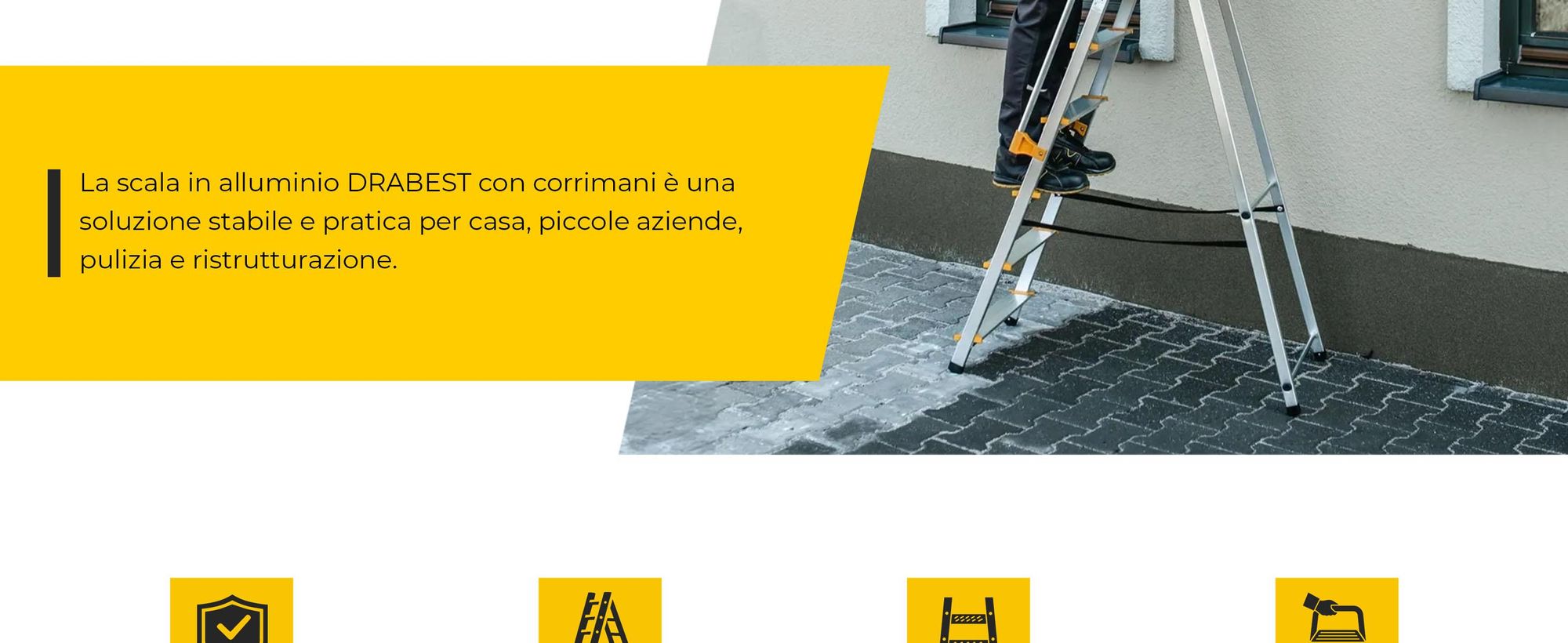 Drabest | Scala - 6 gradini, portata 150 kg - Scala con corrimano, scala in alluminio, piedini antiscivolo, scaletta, scala pieghevole