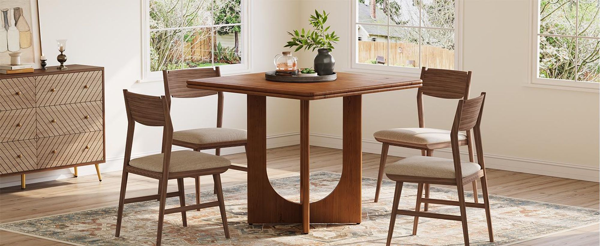 Tribesigns Esstisch,  aus Holz für 2-4 Personen, 80 cm, kleiner Esstisch für Esszimmer, Küche, kleine Räume, vintagebraun