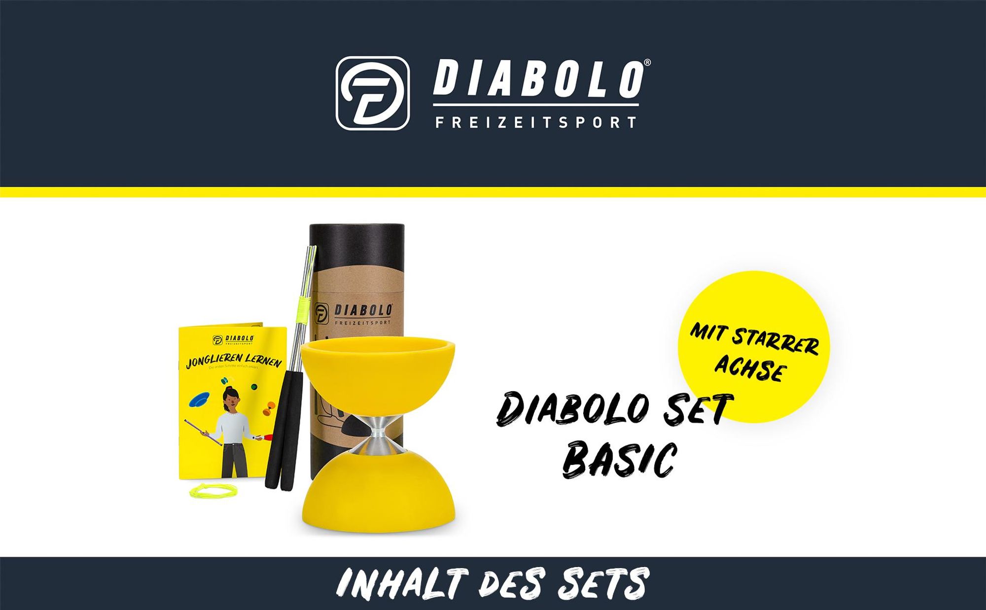 Diabolo Freizeit  Satz Basic mit Kugellagerachse | LED in turkis gelb farbe|Set mit robuster Konstruktion für Anfänger und Fortgeschrittene |