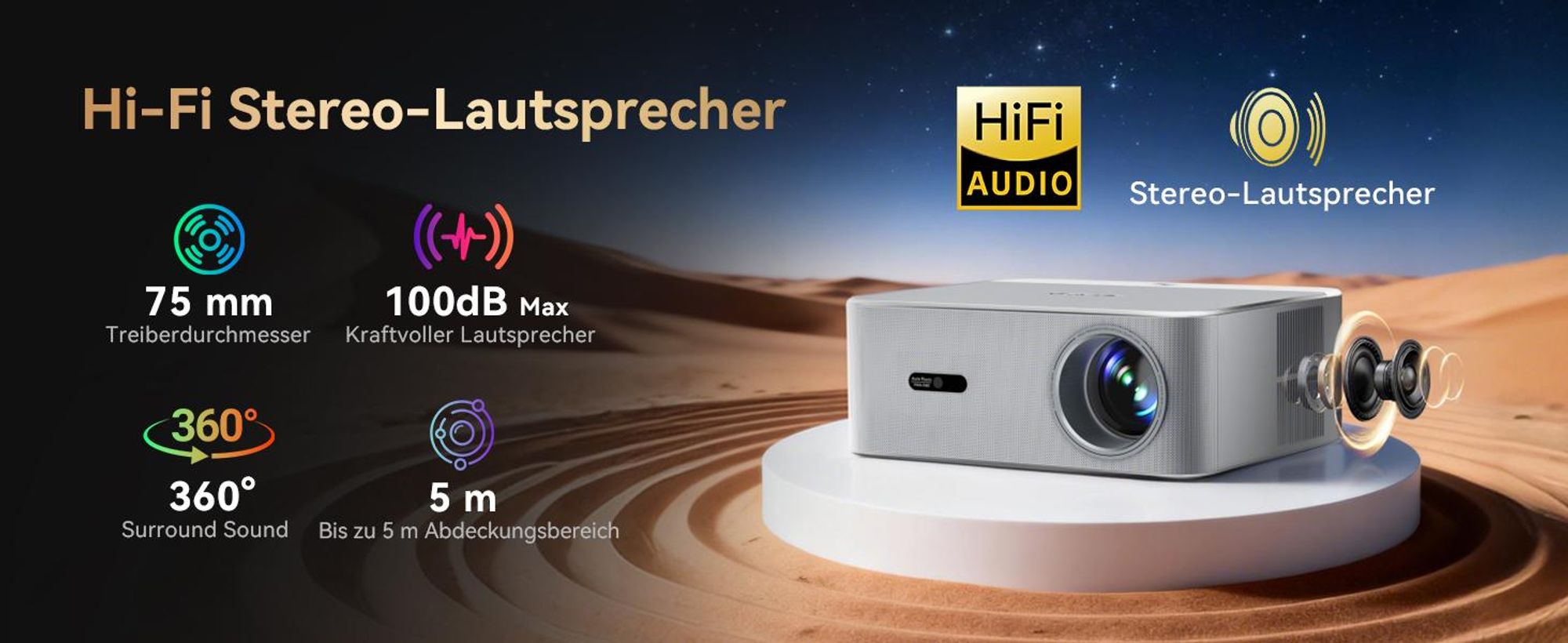 Projecteur OSCAL PV800 PRO, 1 400 lumens ANSI, prise en charge 4K, Google TV, mise au point automatique, Wi-Fi 6, 200 pouces, silencieux (moins de 35 dB)