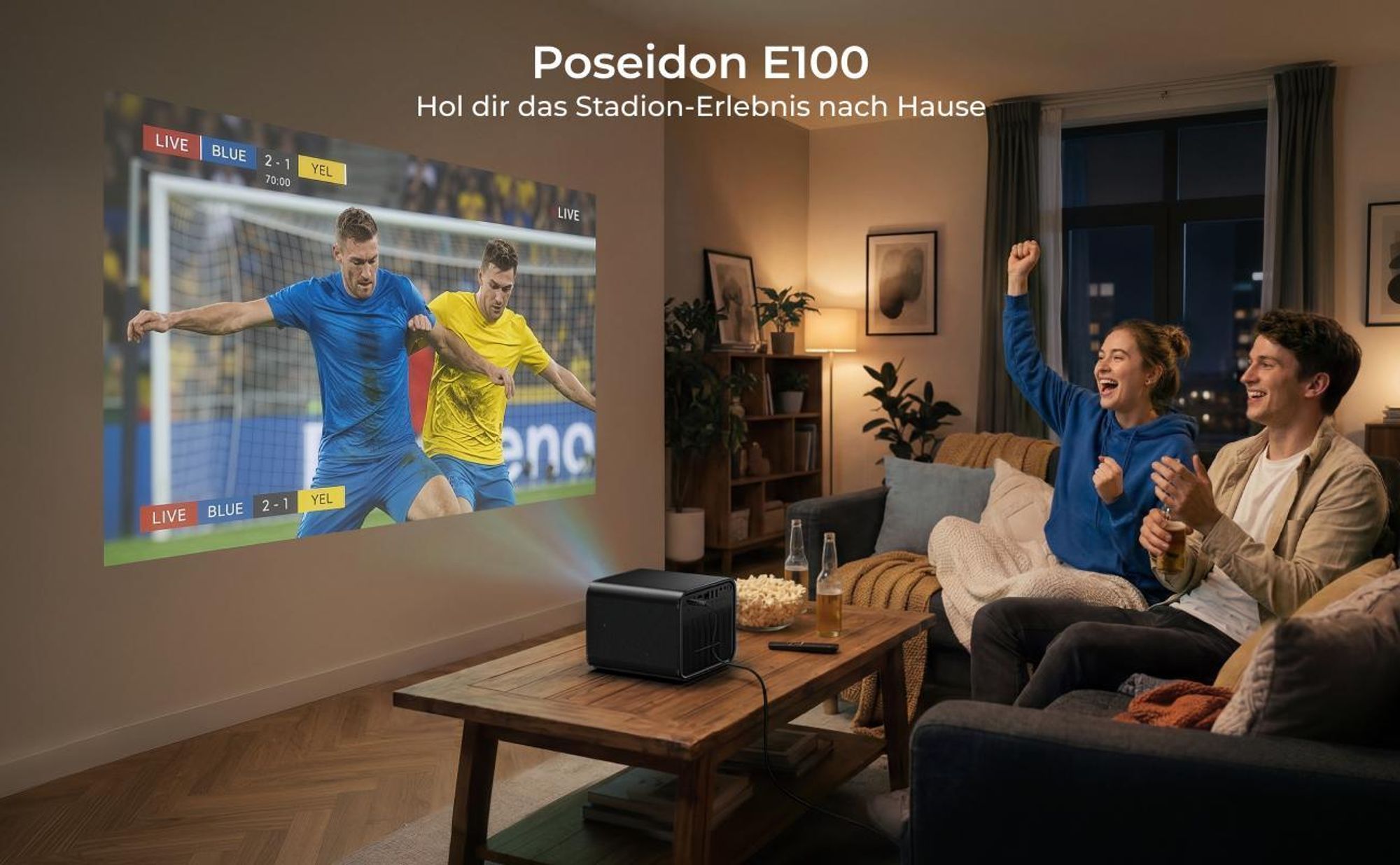 Ultimea Beamer 4k, Poseidon E100 DLP Projektor, 1800 ANSI-Lumen mit Google TV