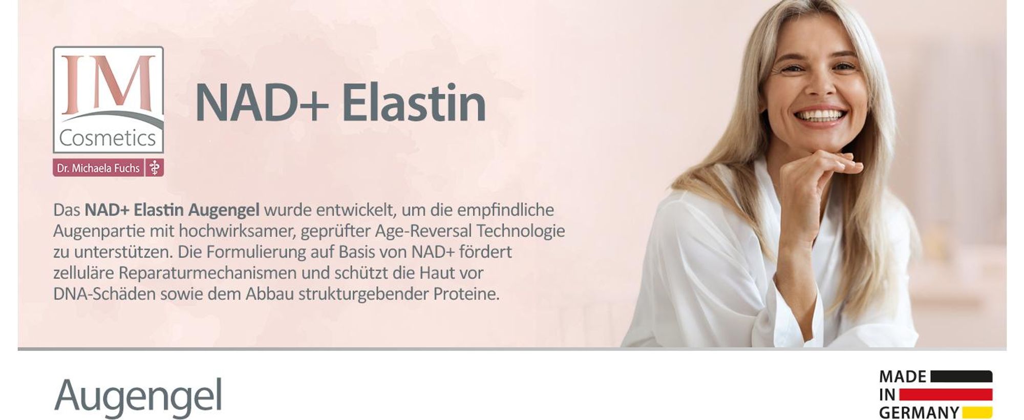 Genius IM Cosmetics NAD+ Elastin Augengel – glättende & kühlende Augenpflege mit Koffein gegen Falten & Augenringe | Dr. Michaela Fuchs | 30ml