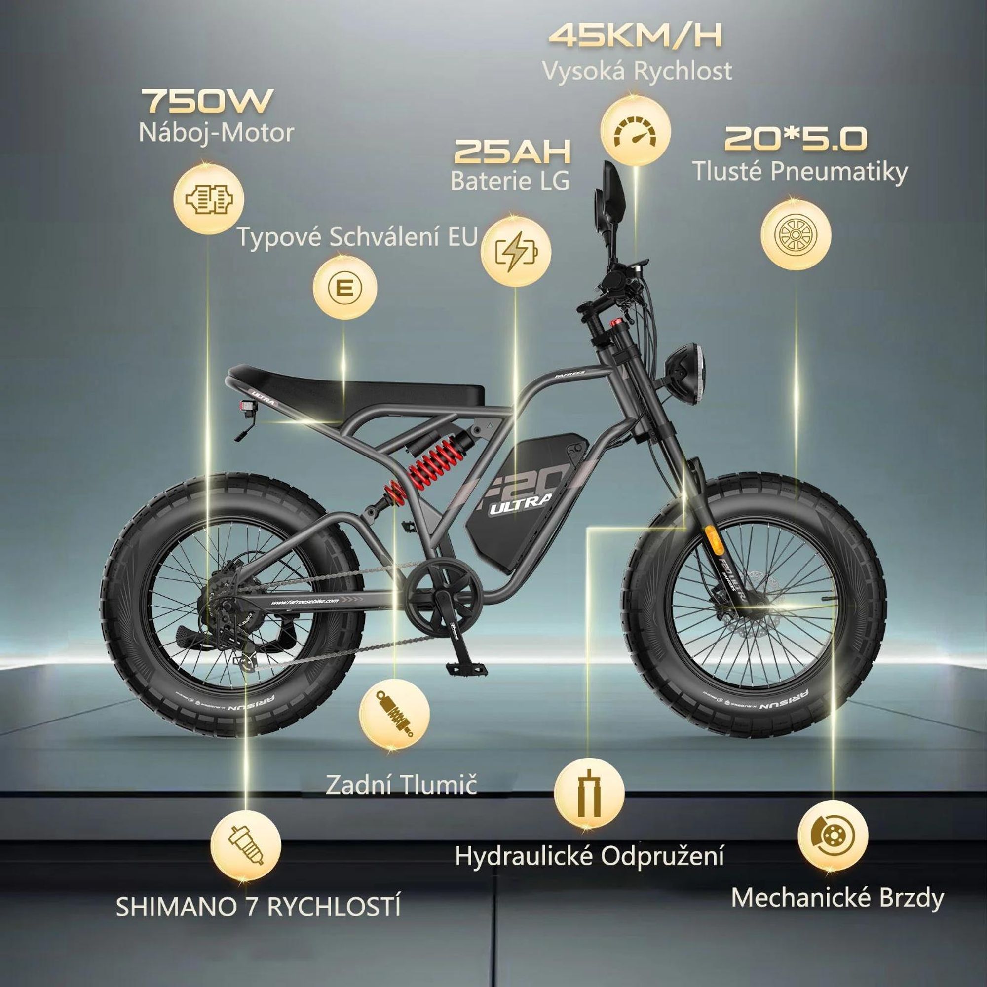 FAFREES F20 Ultra E-Bike (Typové schválení EU L1e-B) - Baterie 48V25AH 20 Palcové Pneumatiky Mechanické brzdy - Zelená